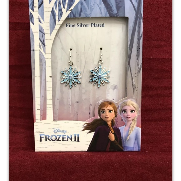 Disney Frozen Fine Silver Plated Drop Dangle Snowflake Earrings - Picture 8 of 9